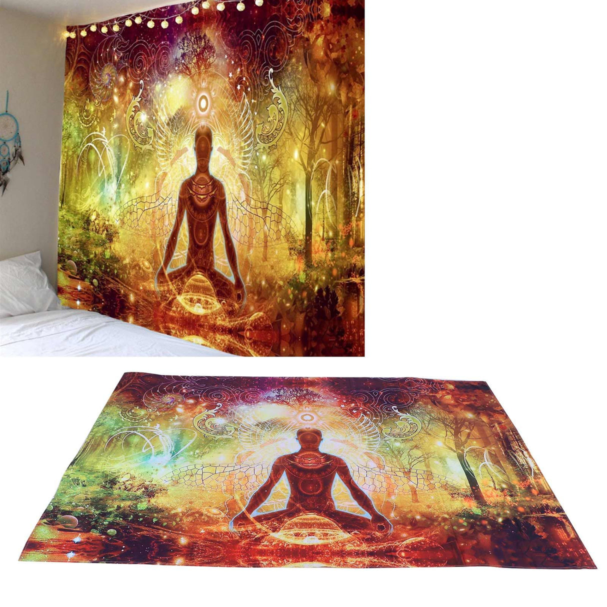 Forest Yoga Background Pattern Tapestry Wall Hanging Wall Blanket for Home Decor230x180cm