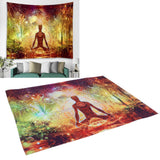 Forest Yoga Background Pattern Tapestry Wall Hanging Wall Blanket for Home Decor150x150cm