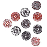 10Pcs Round Buttons Mixed Pattern Carving 4‑Holes Button DIY Art Crafts Supplies