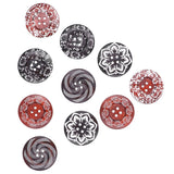 10Pcs Round Buttons Mixed Pattern Carving 4‑Holes Button DIY Art Crafts Supplies