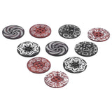 10Pcs Round Buttons Mixed Pattern Carving 4‑Holes Button DIY Art Crafts Supplies