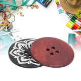 10Pcs Round Buttons Mixed Pattern Carving 4‑Holes Button DIY Art Crafts Supplies