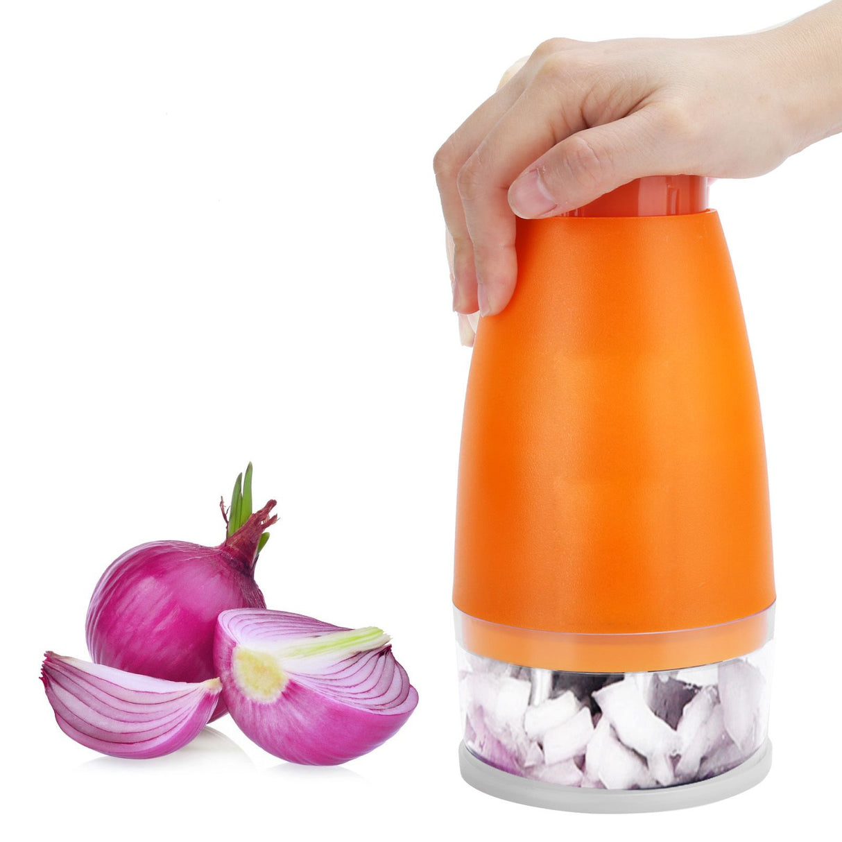 Manual Chopper Hand Press Garlic Ginger Garlic Chop Cutter Household with 2pcs Plastic BoxOrange