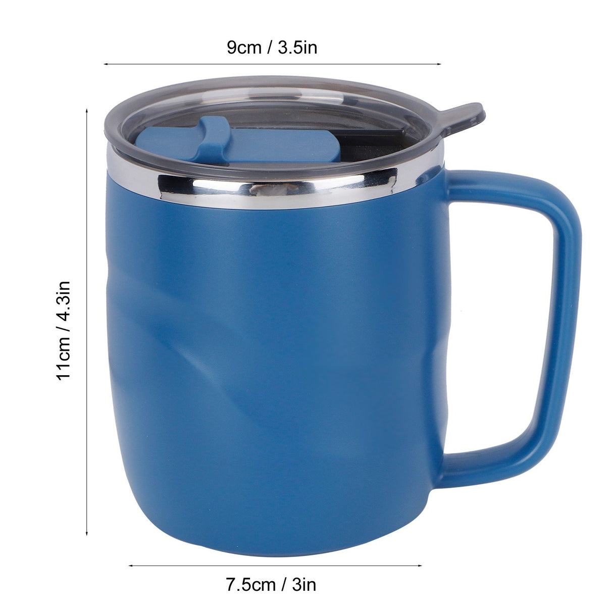 400ml Coffee Mug Stainless Steel Anti Scalding Water Cup with Lid for Home Office Wonderful Gift(Blue )