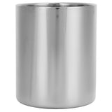 Stainless Steel Pencil Cup Holder Desk Organizer Flower Vases Pen Makeup Brush ContainerSilver - Side View