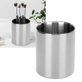 Stainless Steel Pencil Cup Holder Desk Organizer Flower Vases Pen Makeup Brush ContainerSilver