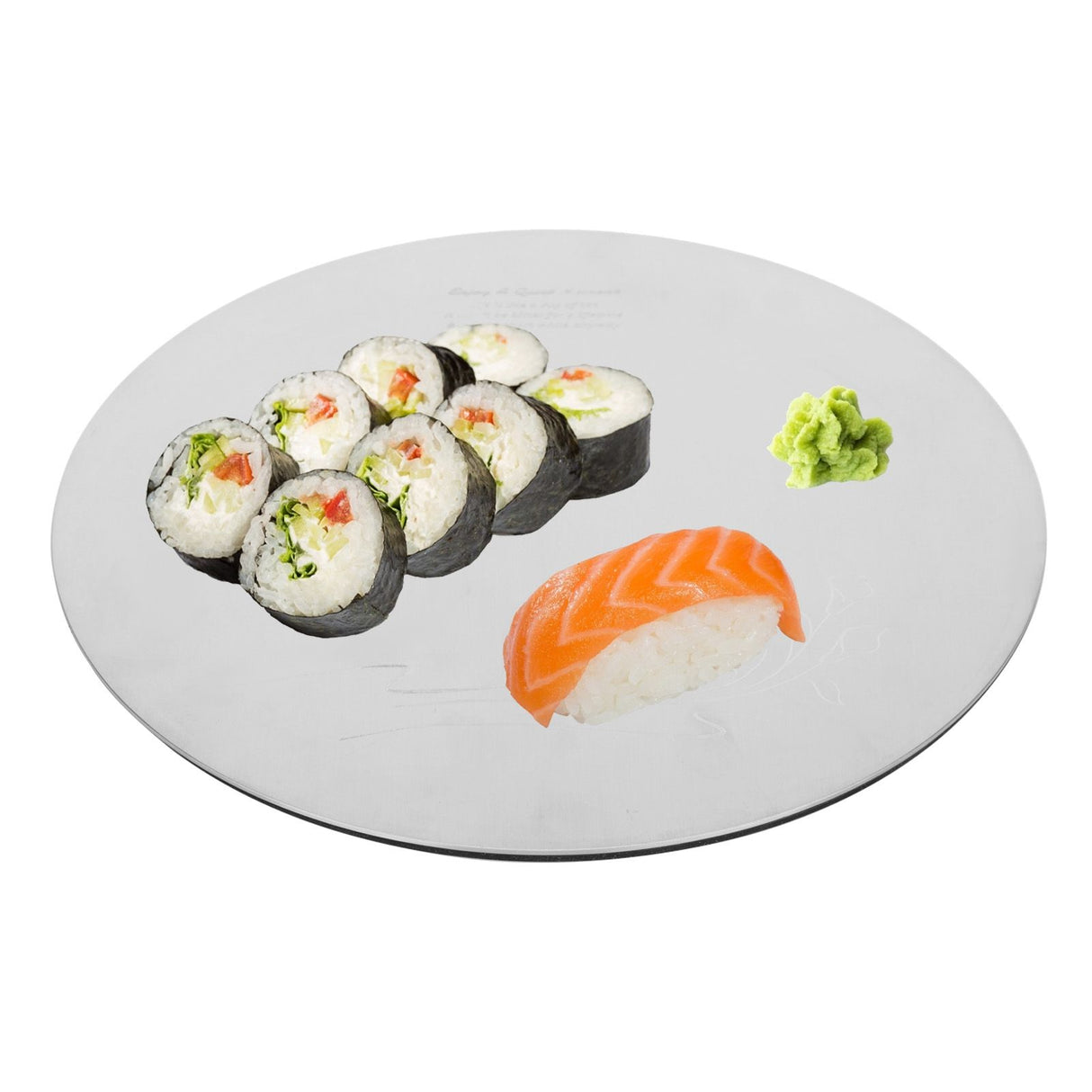 Round Sushi Plate Innovative 304 Stainless Steel Cake Dessert Dish Tray for Kitchen RestaurantL