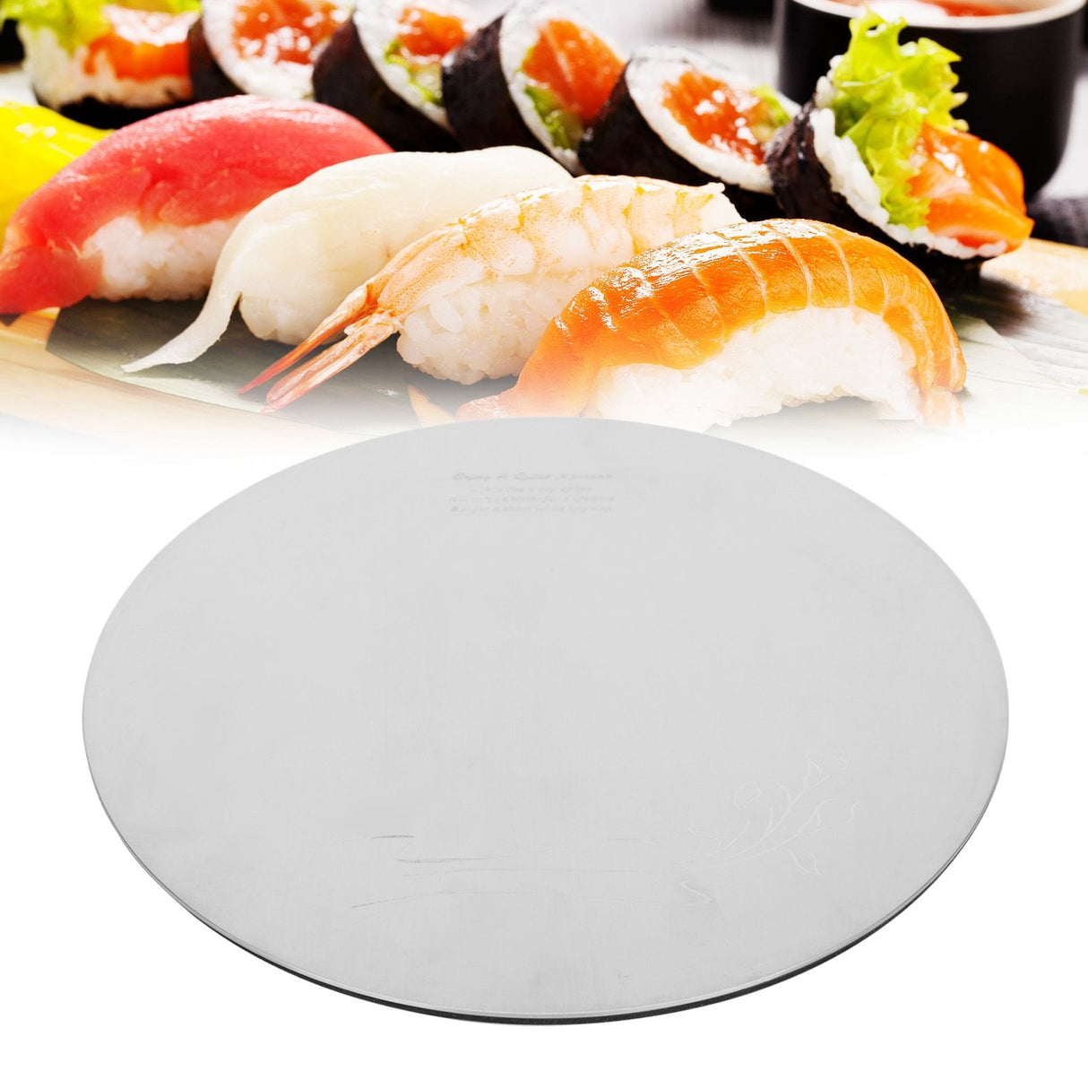Round Sushi Plate Innovative 304 Stainless Steel Cake Dessert Dish Tray for Kitchen RestaurantL