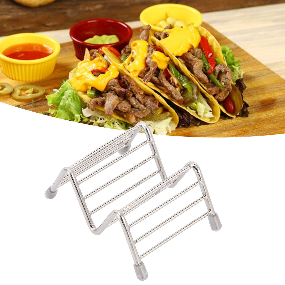 Taco Holder Innovative 304 Stainless Steel Pancake Stand Tray for Kitchen Restaurant1/2 Grid