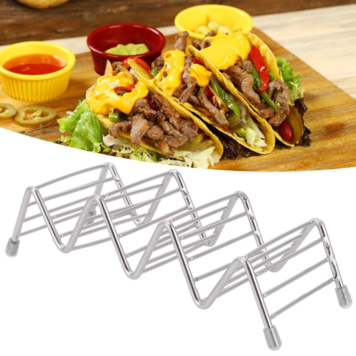 Taco Holder Innovative 304 Stainless Steel Pancake Stand Tray for Kitchen Restaurant3/4 Grid