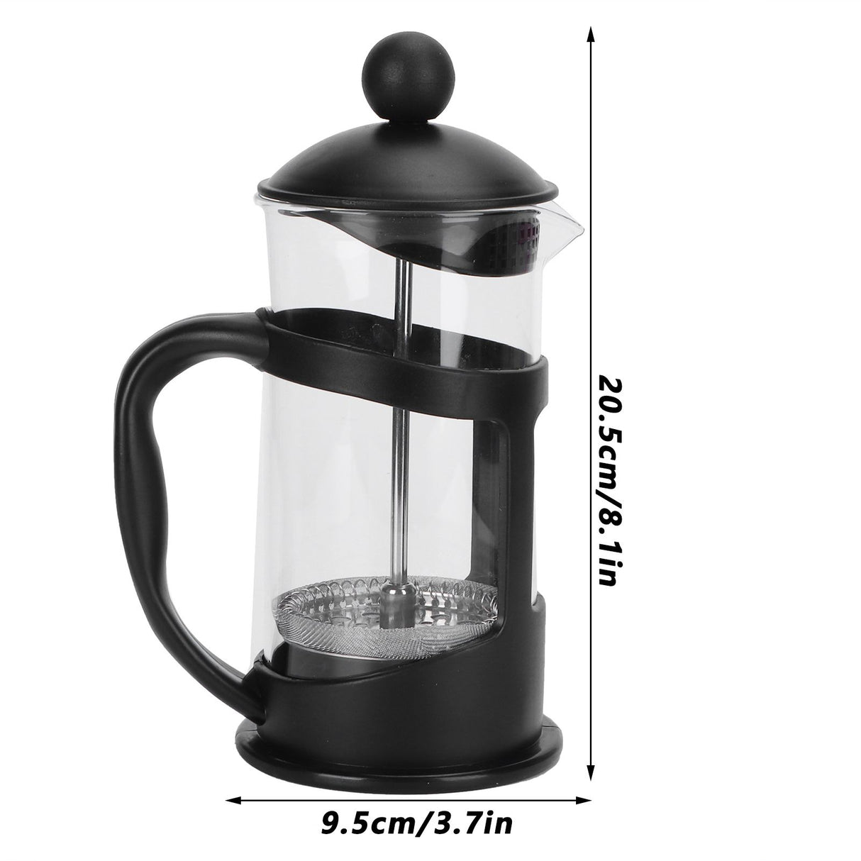 Coffee Tea Maker Kettle High Temperature Resistant Borosilicate Filter Teapot Hand Brewing Black600ml
