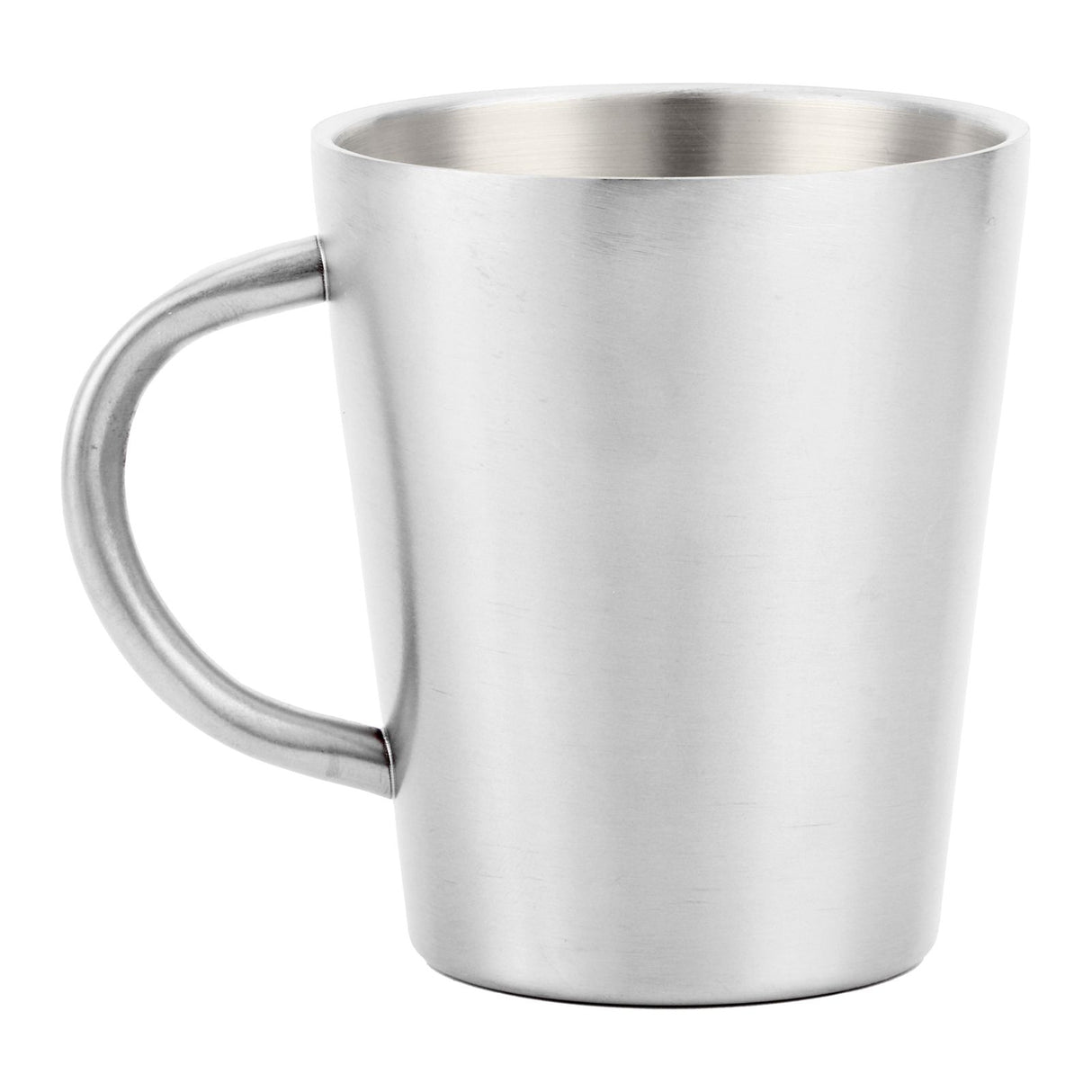 300ml Portable Mug 304 Stainless Steel Double Walled Insulated Coffee Beer Cup with HandleGlossy Silver