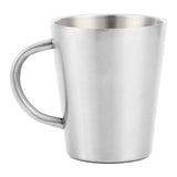 300ml Portable Mug 304 Stainless Steel Double Walled Insulated Coffee Beer Cup with HandleGlossy Silver
