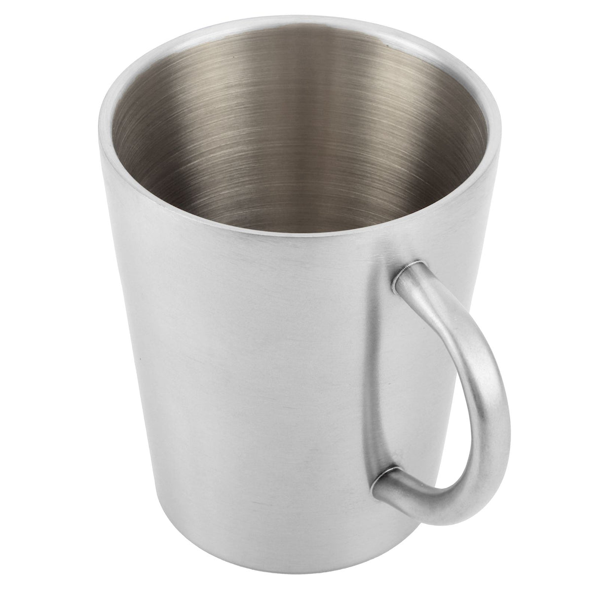 300ml Portable Mug 304 Stainless Steel Double Walled Insulated Coffee Beer Cup with HandleGlossy Silver