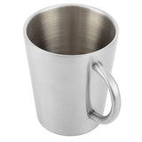 300ml Portable Mug 304 Stainless Steel Double Walled Insulated Coffee Beer Cup with HandleGlossy Silver - Side View