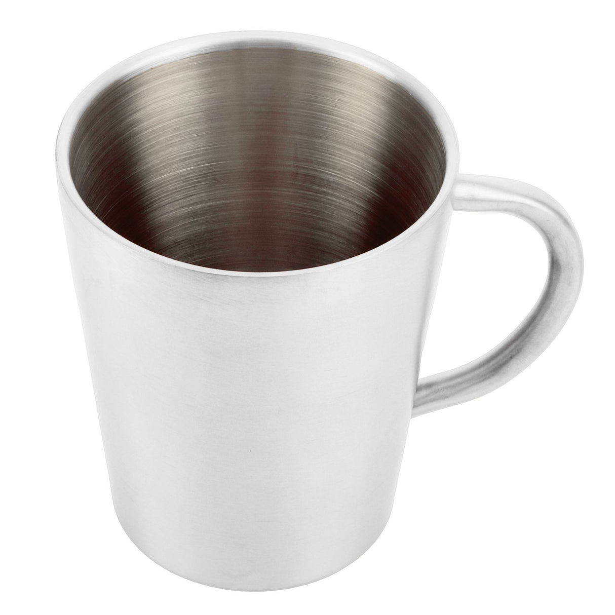 300ml Portable Mug 304 Stainless Steel Double Walled Insulated Coffee Beer Cup with HandleGlossy Silver
