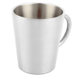 300ml Portable Mug 304 Stainless Steel Double Walled Insulated Coffee Beer Cup with HandleGlossy Silver - Rear View