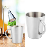300ml Portable Mug 304 Stainless Steel Double Walled Insulated Coffee Beer Cup with HandleGlossy Silver