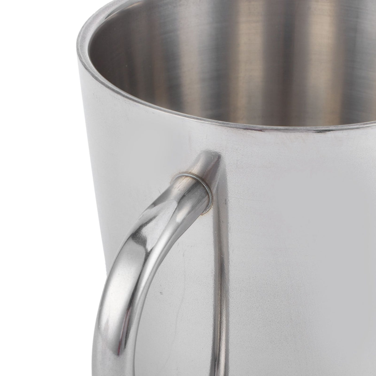 300ml Portable Mug 304 Stainless Steel Double Walled Insulated Coffee Beer Cup with HandleGlossy Silver