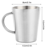 300ml Portable Mug 304 Stainless Steel Double Walled Insulated Coffee Beer Cup with HandleGlossy Silver - Extra Image