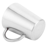 300ml Portable Mug 304 Stainless Steel Double Walled Insulated Coffee Beer Cup with HandleGlossy Silver - Extra Image