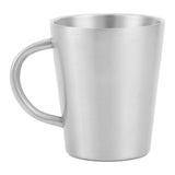 300ml Portable Mug 304 Stainless Steel Double Walled Insulated Coffee Beer Cup with HandleMatte Silver
