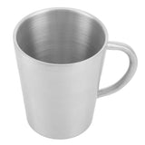 300ml Portable Mug 304 Stainless Steel Double Walled Insulated Coffee Beer Cup with HandleMatte Silver