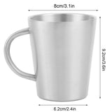300ml Portable Mug 304 Stainless Steel Double Walled Insulated Coffee Beer Cup with HandleMatte Silver