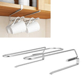 Under Shelf Wine Glass Rack 304 Stainless Steel Mounted Hanging Cup Drain Holder Organizer