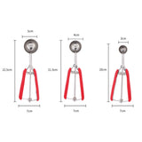 3PCS Ice Cream Scoop Cookies Scoop Set Stainless Steel Ice Cream Spoon Watermelon DiggerRed - Extra Image