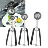 3PCS Ice Cream Scoop Cookies Scoop Set Stainless Steel Ice Cream Spoon Watermelon DiggerBlack - Extra Image