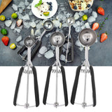 3PCS Ice Cream Scoop Cookies Scoop Set Stainless Steel Ice Cream Spoon Watermelon DiggerBlack