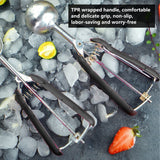 3PCS Ice Cream Scoop Cookies Scoop Set Stainless Steel Ice Cream Spoon Watermelon DiggerBlack - Extra Image