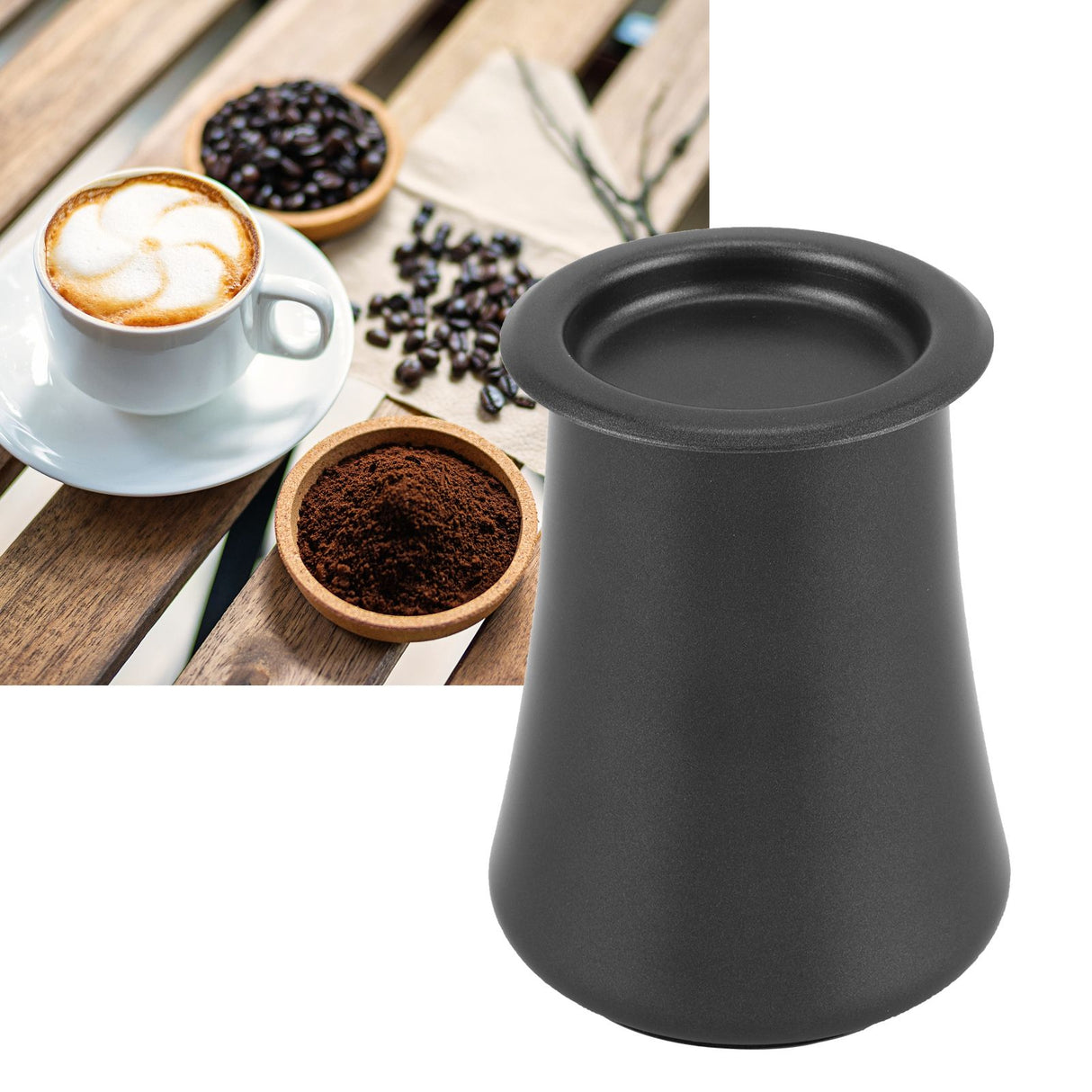 Coffee Powder Sieve 304 Stainless Steel Powder Sifter Container Home Filter CupBlack