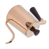 700ml Coffee Kettle 304 Stainless Steel Gooseneck Spout Coffee Drip Pot with Wooden HandleLong Spout‑Rose Gold - Side View