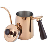 700ml Coffee Kettle 304 Stainless Steel Gooseneck Spout Coffee Drip Pot with Wooden HandleLong Spout‑Rose Gold
