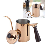 700ml Coffee Kettle 304 Stainless Steel Gooseneck Spout Coffee Drip Pot with Wooden HandleLong Spout‑Rose Gold - Extra Image