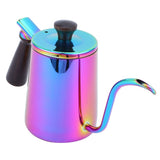700ml Coffee Kettle 304 Stainless Steel Gooseneck Spout Coffee Drip Pot with Wooden HandleLong Spout‑ Colorful - Top-Down View