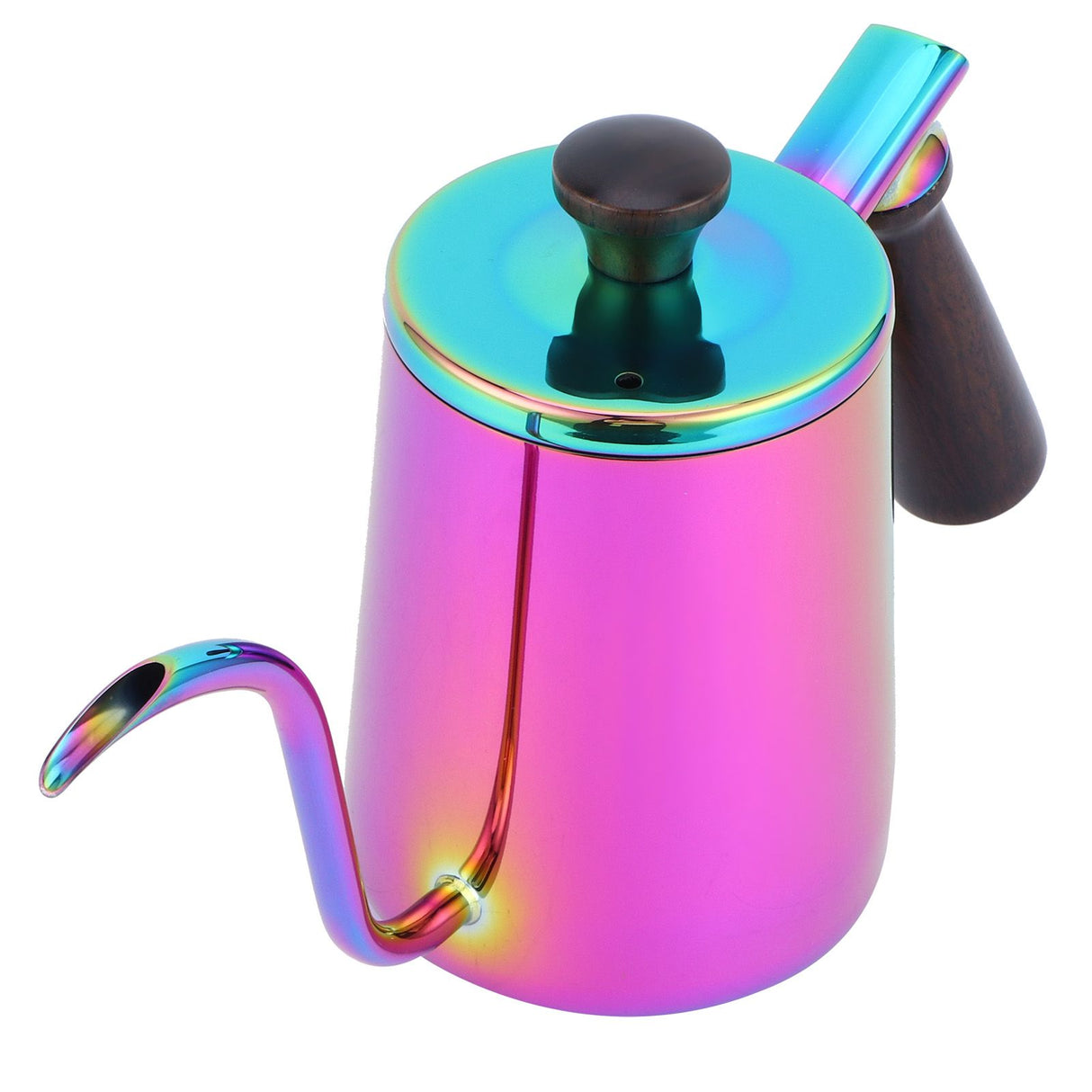 700ml Coffee Kettle 304 Stainless Steel Gooseneck Spout Coffee Drip Pot with Wooden HandleLong Spout‑ Colorful