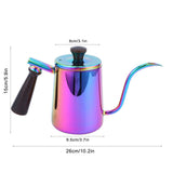 700ml Coffee Kettle 304 Stainless Steel Gooseneck Spout Coffee Drip Pot with Wooden HandleLong Spout‑ Colorful