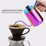 700ml Coffee Kettle 304 Stainless Steel Gooseneck Spout Coffee Drip Pot with Wooden HandleLong Spout‑ Colorful