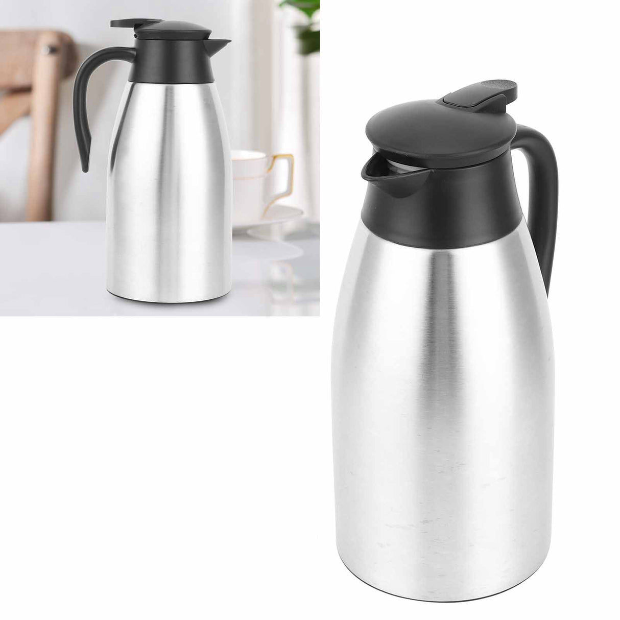 2L Water Kettle Portable 304 Stainless Steel Insulation Pot Bottle for Home Office UseStainless Steel Color 2L