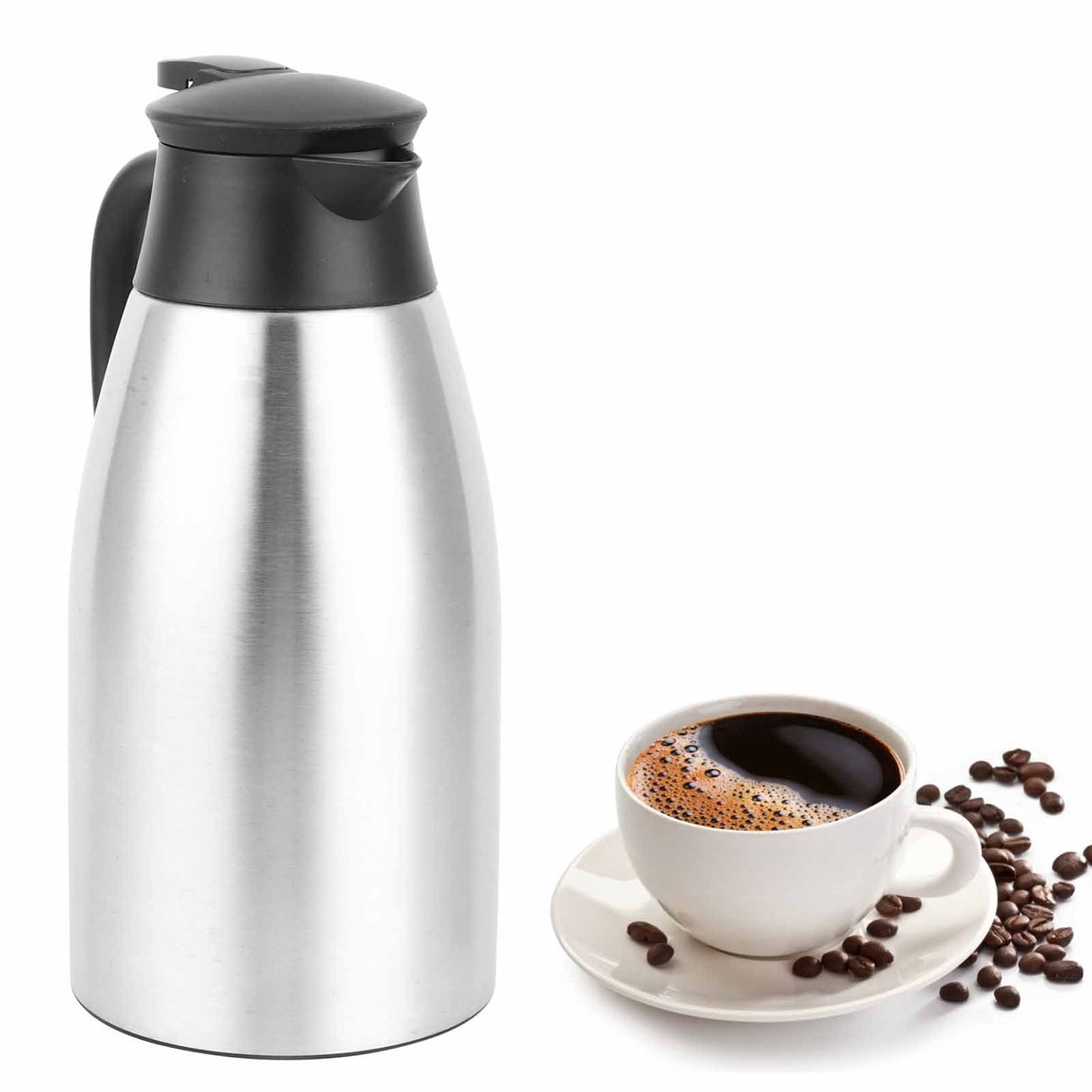 2L Water Kettle Portable 304 Stainless Steel Insulation Pot Bottle for Home Office UseStainless Steel Color 2L
