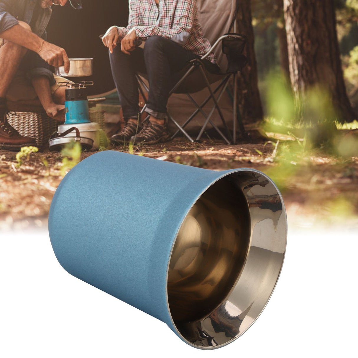 Stainless Steel Coffee Cup Double Wall Insulated Capsule Cup Mug for Home Coffee ShopLight Blue 160ml