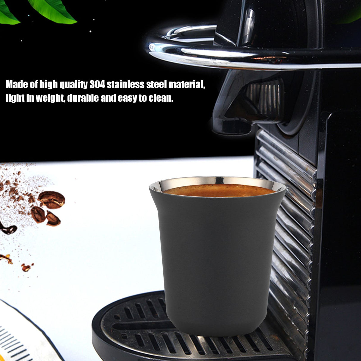 Double Wall Coffee Mug 304 Stainless Steel Insulation Capsule Cup for Kitchen SuppliesMatte Black 160ml
