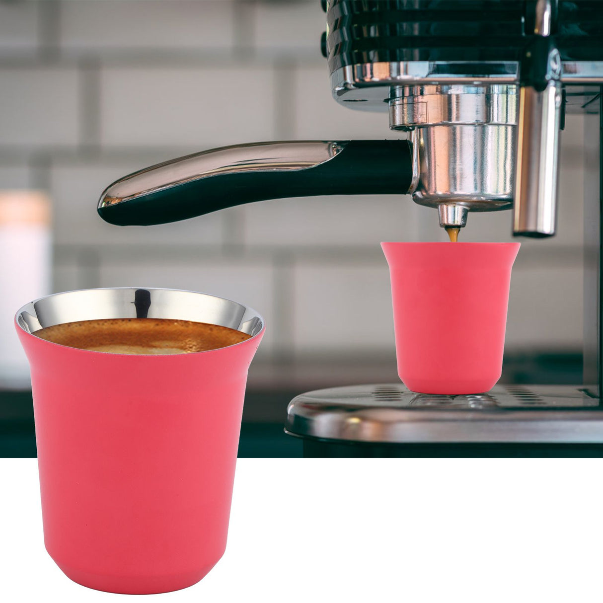 Double Wall Coffee Mug 304 Stainless Steel Insulation Capsule Cup for Kitchen SuppliesRose Red 160ml