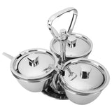 Spice Rack Kitchen Stainless Steel Seasoning Pots Condiment Set Rotating Spice Rack OrganizerJ13390(3) 3Pcs Rotating Seasoning Pot Set