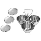 Spice Rack Kitchen Stainless Steel Seasoning Pots Condiment Set Rotating Spice Rack OrganizerJ13390(3) 3Pcs Rotating Seasoning Pot Set - Low Angle