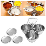 Spice Rack Kitchen Stainless Steel Seasoning Pots Condiment Set Rotating Spice Rack OrganizerJ13390(3) 3Pcs Rotating Seasoning Pot Set - Extra Image