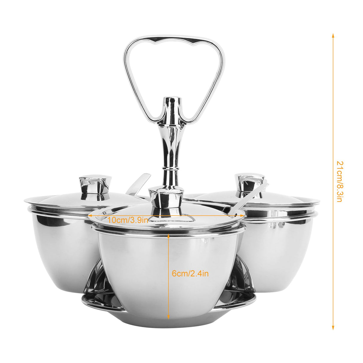 Spice Rack Kitchen Stainless Steel Seasoning Pots Condiment Set Rotating Spice Rack OrganizerJ13390(3) 3Pcs Rotating Seasoning Pot Set